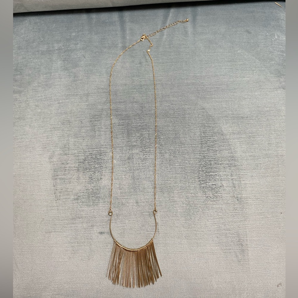 Chic Gold Fringe Necklace,Vintage, 15-18” long,delicate braided chain